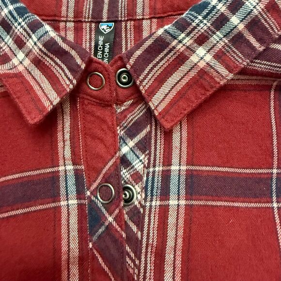 Kuhl Women's Red Maroon Plaid Shirt Popover Women's Size Medium Style# 8219 - Picture 11 of 16